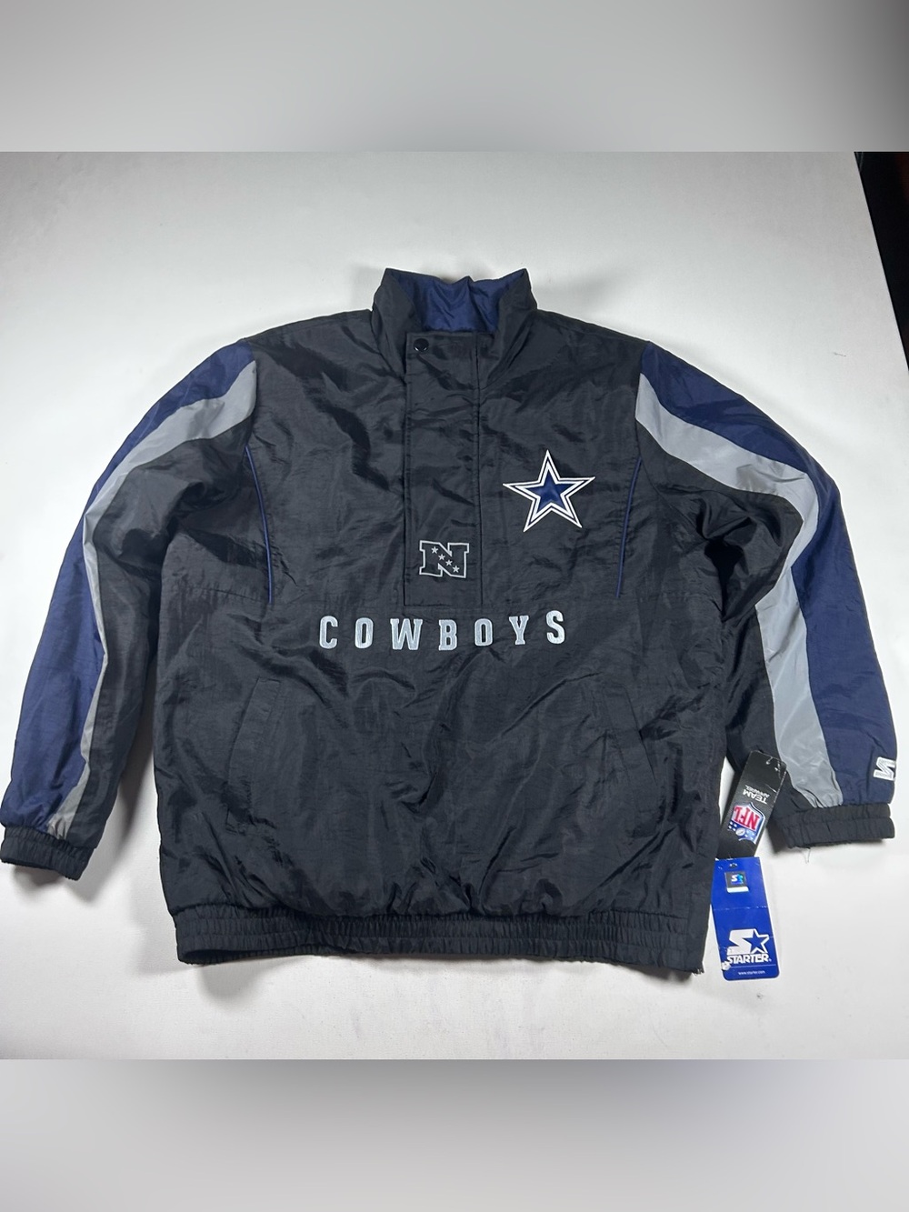 Vintage Starter Dallas Cowboys Jacket Mens L Oversized Retro 90s Half Zip NWT - Picture 3 of 10
